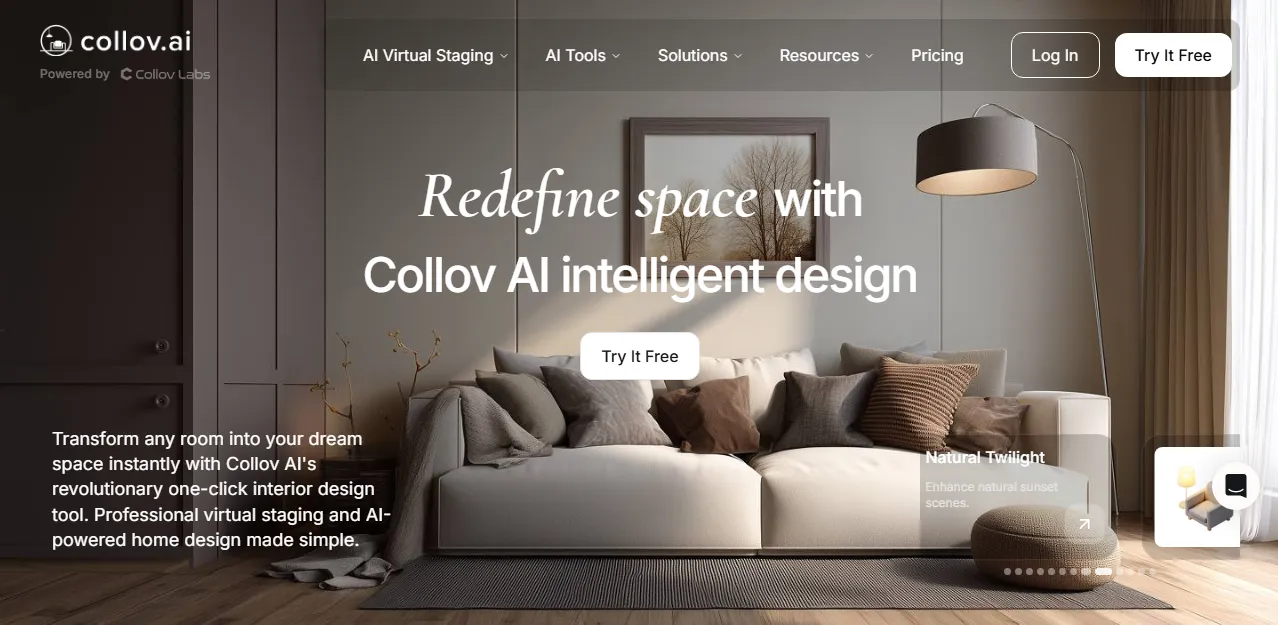 Collov AI homepage — Redefine space with Collov AI intelligent design
