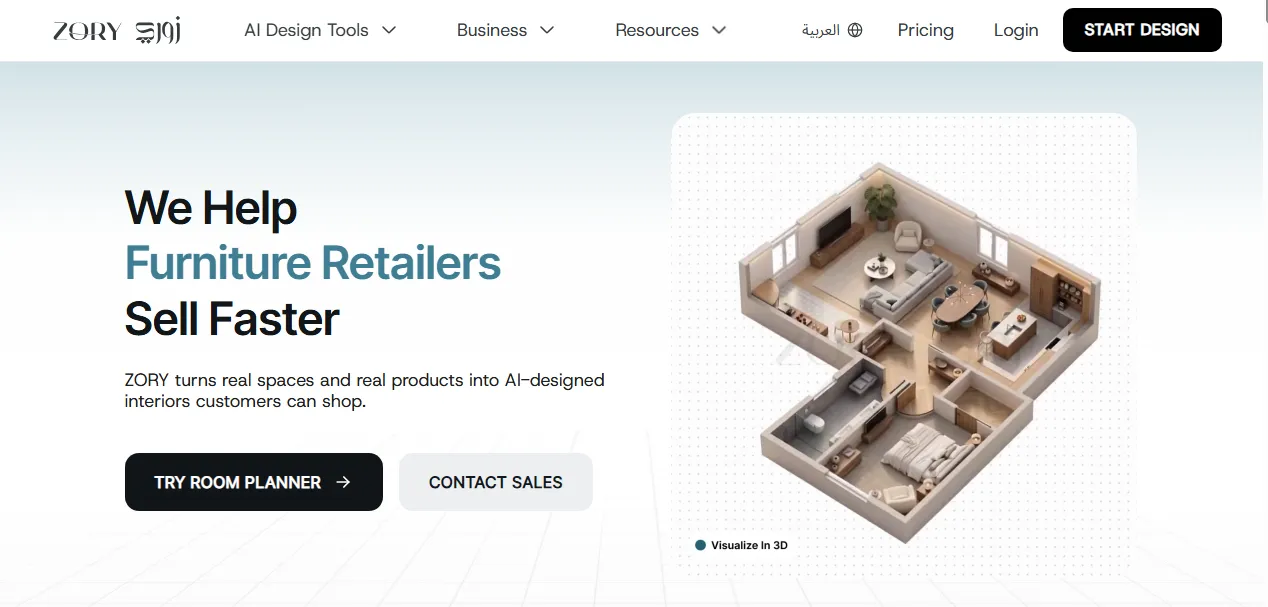 Zory homepage — We help furniture retailers sell faster